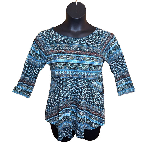 Tianello Sochi Blue Dyed Boho Artsy Hippie Tunic Blouse Shirt Women’s Medium USA - Picture 2 of 10